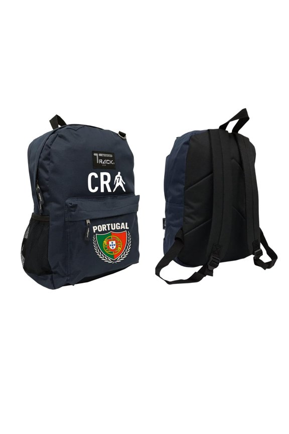 Portugal Flag #7 Backpack – Soccer Fan School & Travel Backpack, Lightweight Everyday Bag - Navy/White