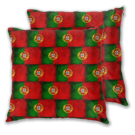 Portugal Flag Art Flags Throw Pillow Covers Pack of 2 Soft Decorative Square Cushion Covers for Couch Sofa Bed Livingroom Car 22"x22"