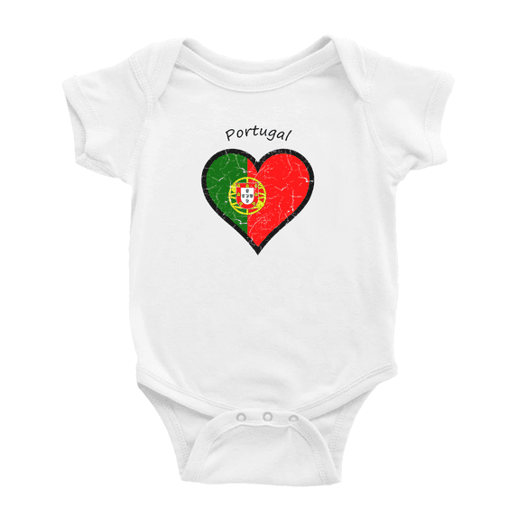 Portugal Flag Heart Love Funny Baby Bodysuit Boy Girl Clothes