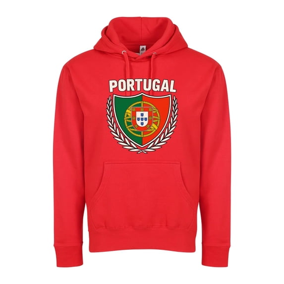 Portugal Flag Pullover Hoodie for Adults – Unisex Soccer Fan Apparel - Red - Small