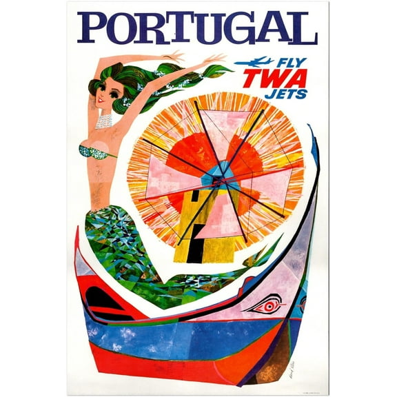 Portugal - Fly TWA - Vintage Airline Travel Poster Travel Posters (8x12(US/CANonly))