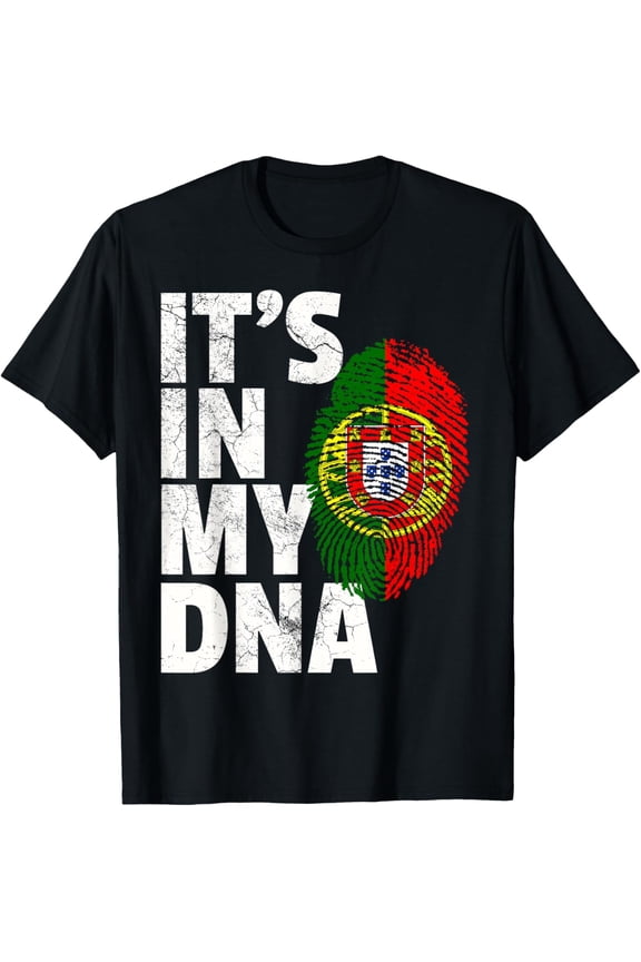 Portugal Heritage Pride It's In My DNA Distressed Fingerprint Flag T-Shirt Retro Portuguese Roots Apparel for Men Women Unisex Graphic Tee