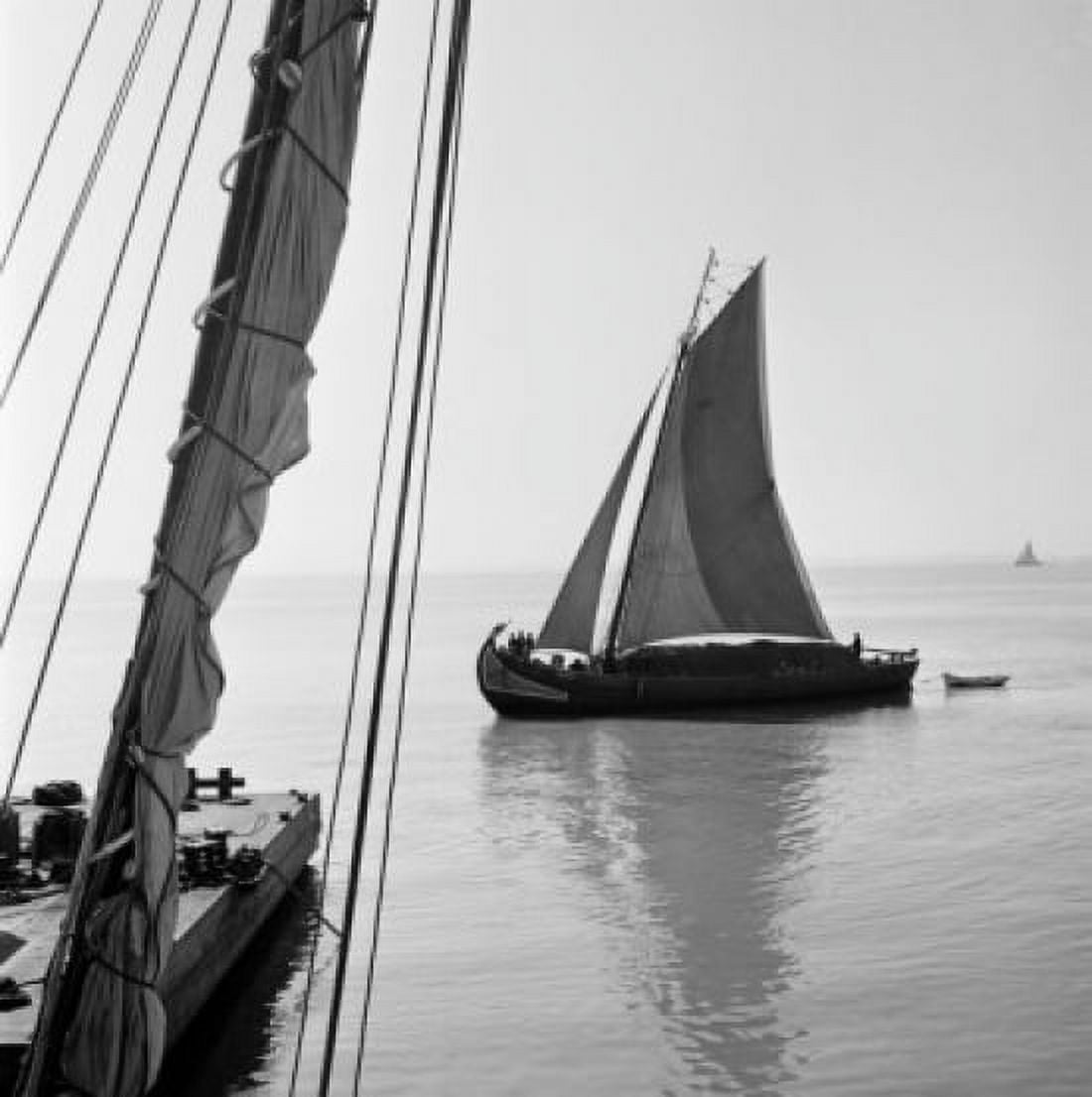 Portugal Lisbon Harbor Portuguese Sail Barge in Lisbon Harbor Canvas Art - (18 x 24)