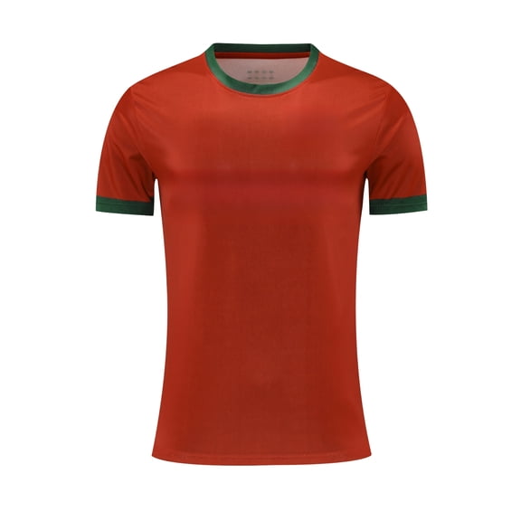Portugal Men's Soccer T-Shirt Short Sleeve Sports Training Football Shirt Athletic Tops Red M