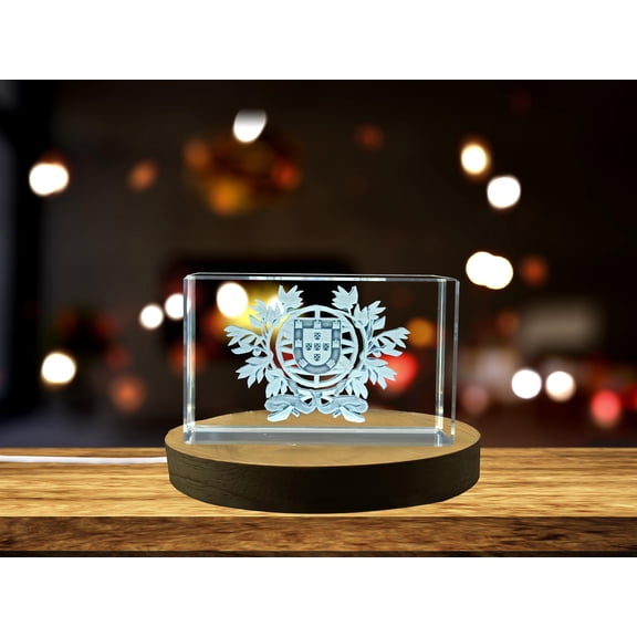 Portugal National Emblem 3D Engraved Crystal Gift