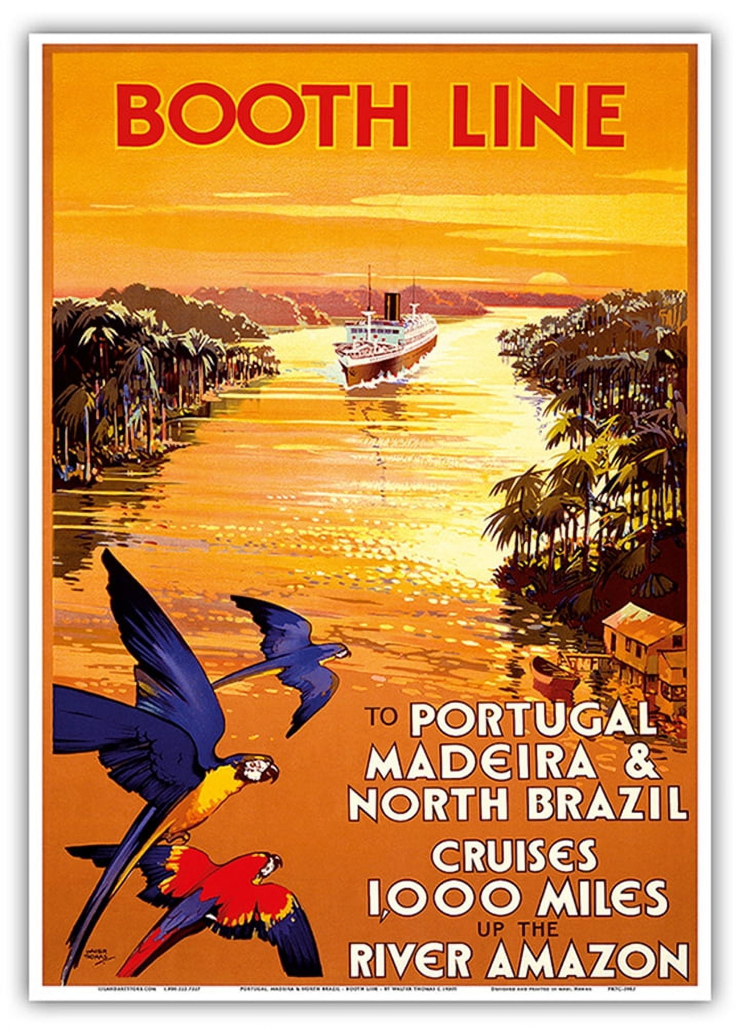 Portugal North Brazil Booth Line Cruises 1,000 Miles Up the River Amazon Vintage Ocean