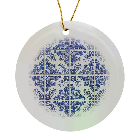 3drose, Portugal, Porto, Hand Painted Ceramic Tiles Decorate Building. 3, Circle Porcelain Ornament