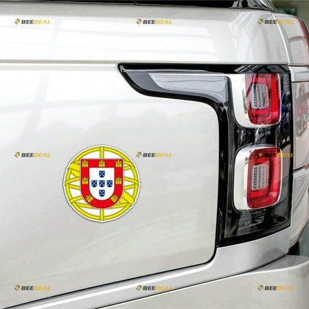 Portugal Portuguese Flag Round Car Magnet Magnetic Sticker Decal - 2 Pack Reflective 4" - for Truck Door Fridge Reusable Waterproof