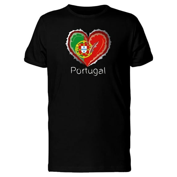Portugal Scratched Flag Heart T-Shirt Men -Image by Shutterstock, Male 4X-Large