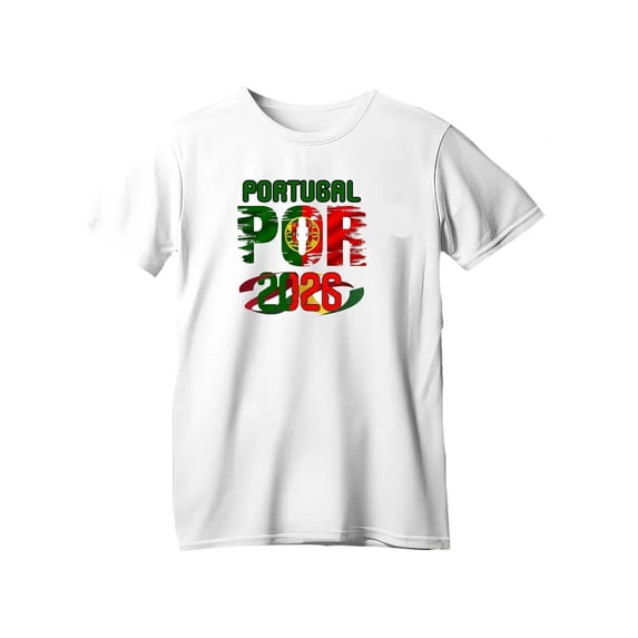 Portugal Soccer Country Flag T-Shirt 2026 – Unisex Adult Football Fan Tee, World Tournament Supporter Shirt - White - 2XL