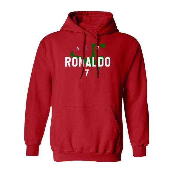 Portugal Soccer Player Air Ronaldo Unisex Hooded Sweatshirt (Red, Medium)