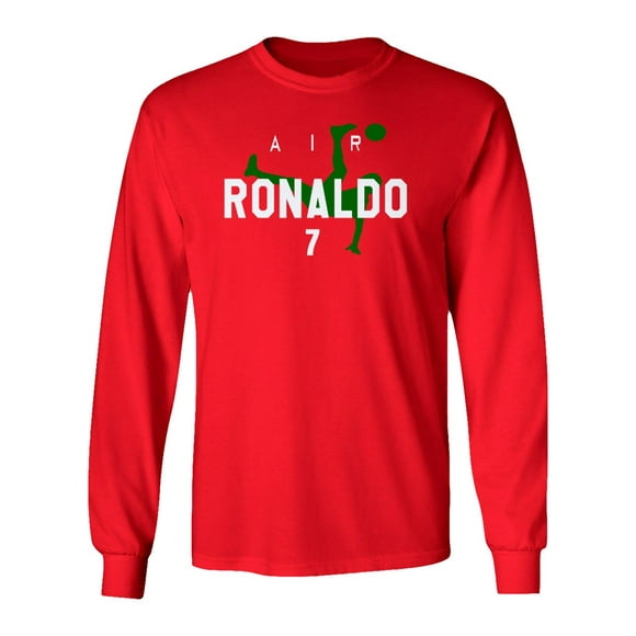 Portugal Soccer Player Air Ronaldo Unisex Long Sleeve T-Shirt (Red, Medium)
