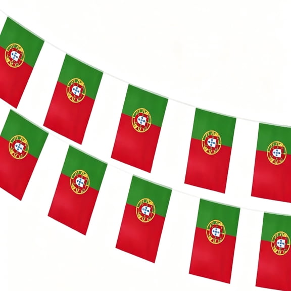 Portugal String Flag, 5 Meter 20 Sided Pennant Banner, Double Sided Small Hanging Flags for Party Parade and Decoration Red