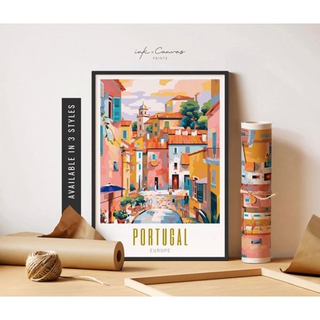 Portugal Travel Poster Algarve Portugal Poster Lisbon Portugal Art Porto Travel Poster Portugal Poster Travel Art Home Decor, 8x12 UNFRAMED