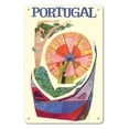 thumbnail image 1 of Portugal - Windmill Mother of the Waters (Mae das Aguas) - Vintage Travel Poster by David Klein c.1960s - 8 x 12 inch Vintage Metal Tin Sign, 1 of 4