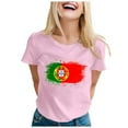 thumbnail image 1 of Portugal Women's Fan T Shirt Colorful Flag Art Print Casual Short Sleeve Top Comfortable Breathable Lightweight Tee For Ladies, 1 of 4