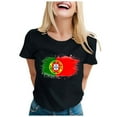thumbnail image 1 of Portugal Women's Fan T Shirt Colorful Flag Art Print Casual Short Sleeve Top Comfortable Breathable Lightweight Tee For Ladies, 1 of 4