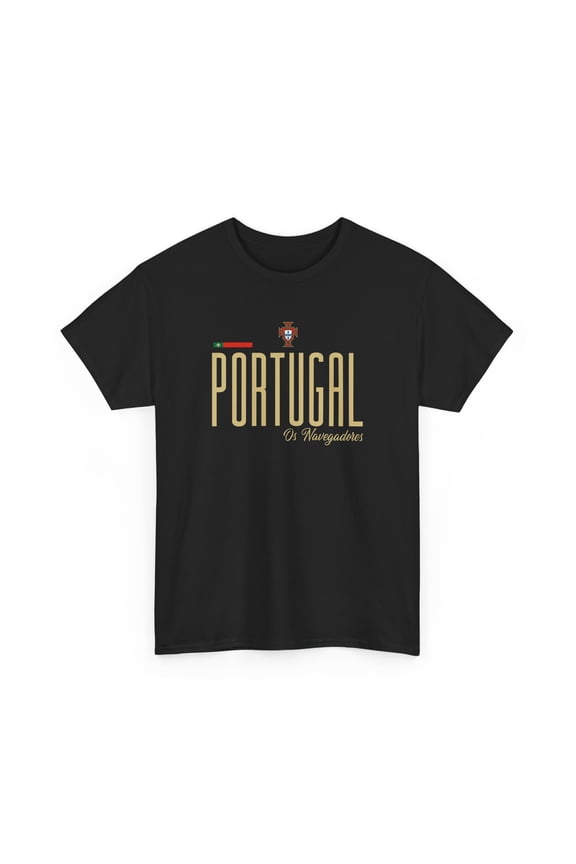 Portugal World Cup T-Shirt | Portuguese Football Unisex Cotton Tee (Black, 4XL)