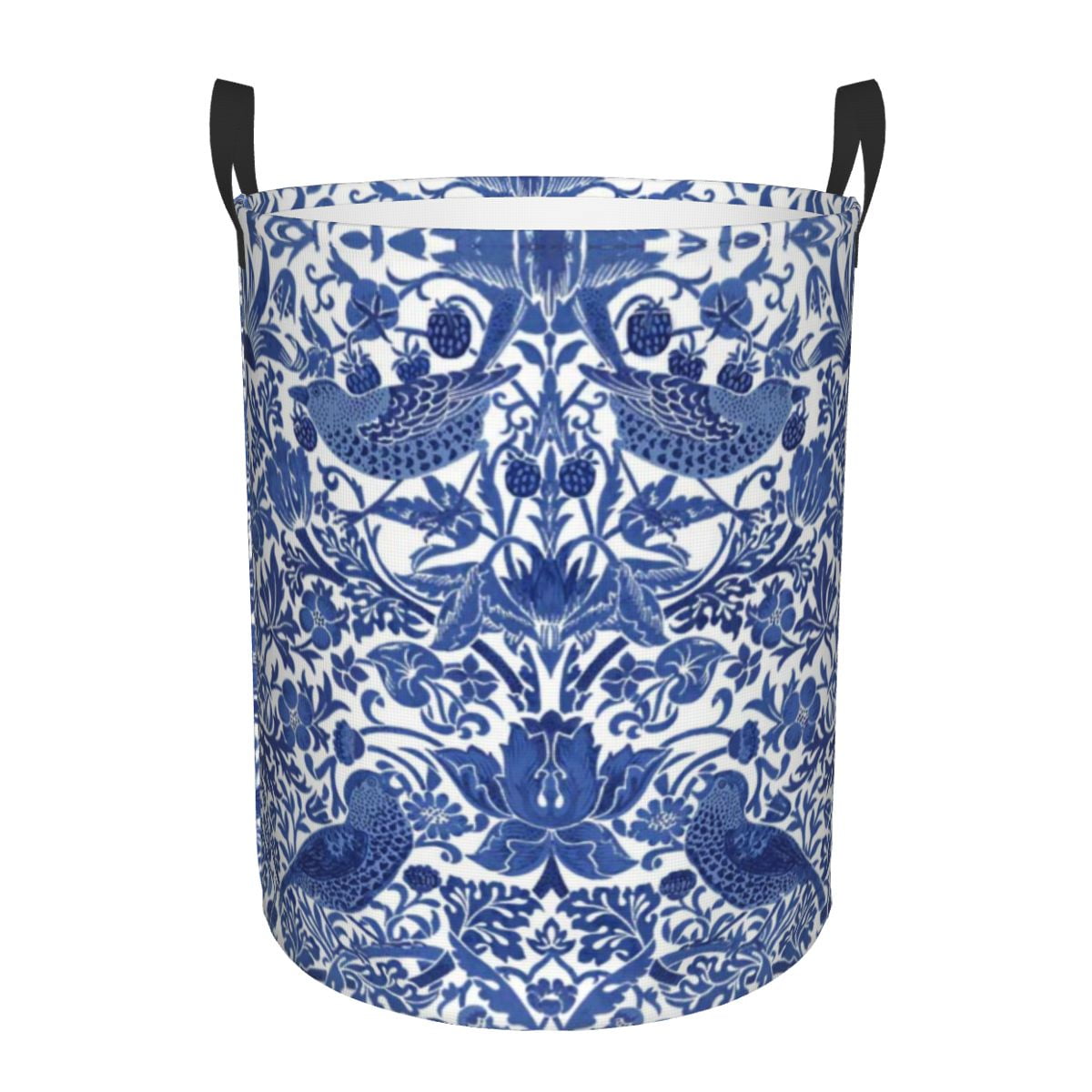 Portuguese Azulejo Tiles Laundry Basket Foldable Large Clothing Storage Bin Blue Delft Porcelain