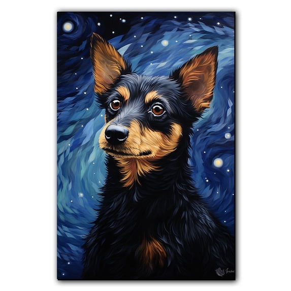 Portuguese Podengo Pequeno Art Starry Night Canvas Print of Van Gogh Oil Paintings Reproduction Modern Canvas Print Artwork Abstract Landscape Pictures