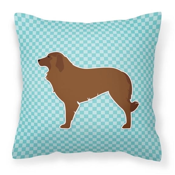 Portuguese Sheepdog Dog Checkerboard Blue Fabric Decorative Pillow