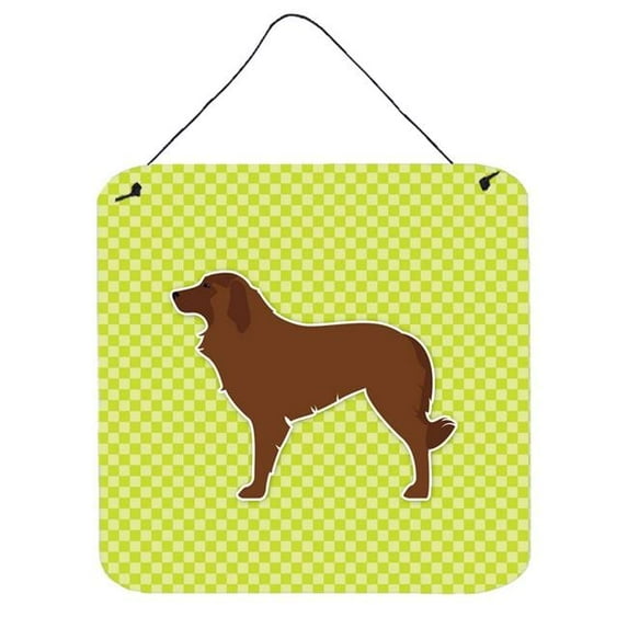 Portuguese Sheepdog Dog Checkerboard Green Wall or Door Hanging Prints