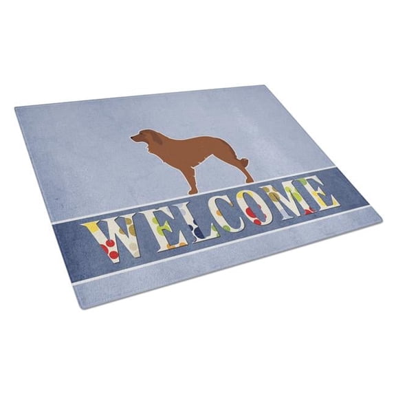 Portuguese Sheepdog Dog Welcome Glass Cutting Board - Large