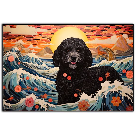 Portuguese Water Art Canvas Canvas Prints Wall Art Ocean Beach Picture Paintings for Home Office Decorations Wall Decor Great Wave - Size 11''x17''