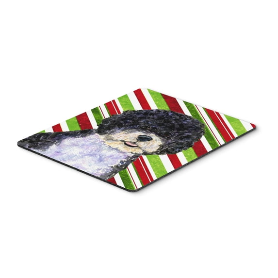 "Portuguese Water Dog Candy Cane Holiday Christmas Mouse Pad Hot Pad or Trivet"