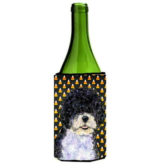 Portuguese Water Dog Candy Corn Halloween Portrait Wine bottle sleeve Hugger - 24 Oz.