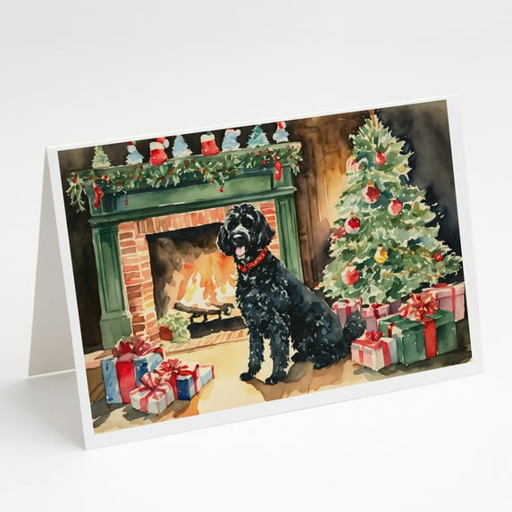 Portuguese Water Dog Cozy Christmas Greeting Cards Pack of 8 7 in x 5 in