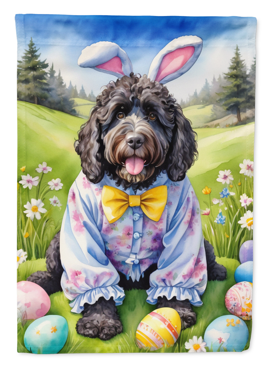 Portuguese Water Dog Easter Egg Hunt House Flag
