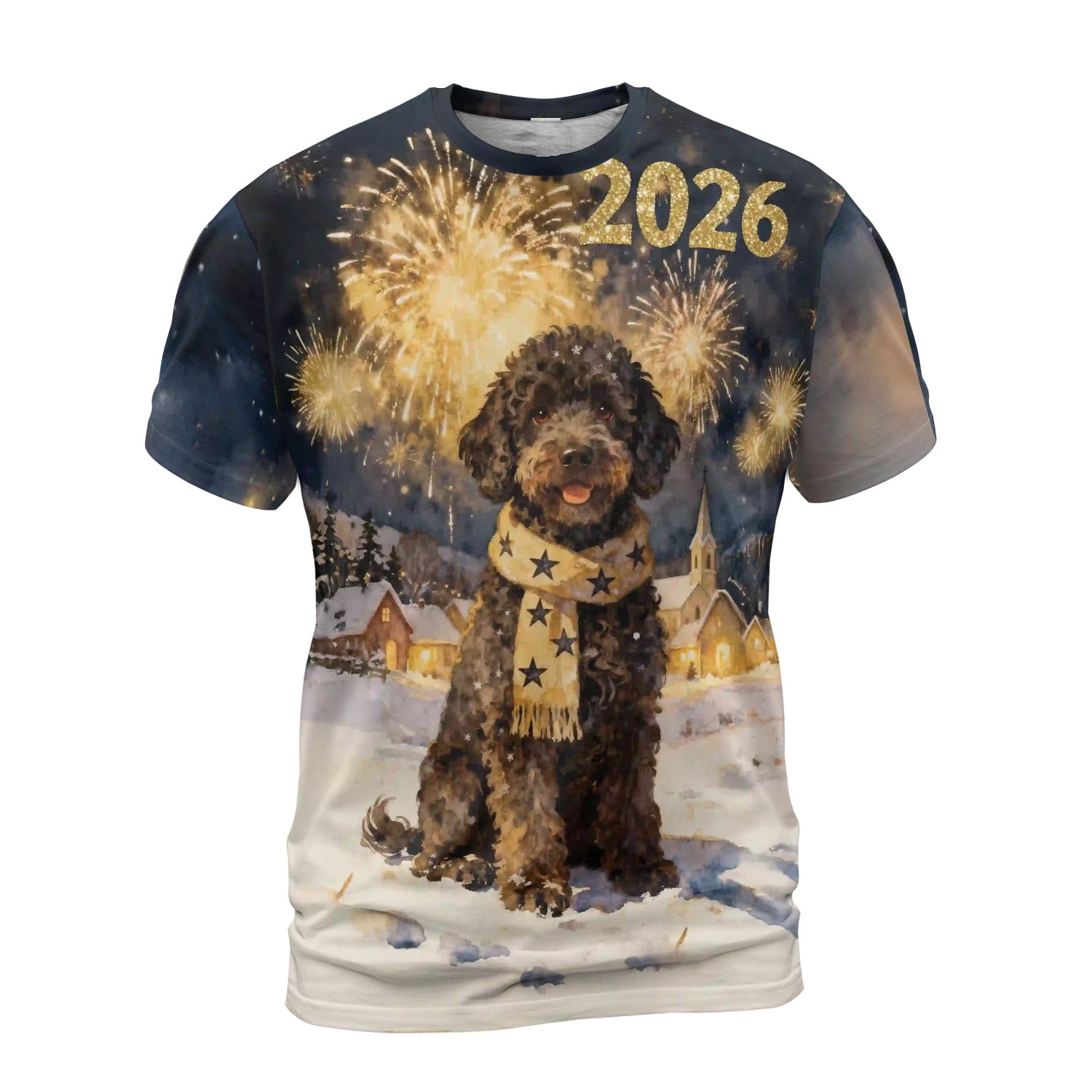 Portuguese Water Dog Happy New Year 2026 with Fireworks on New Year's ...