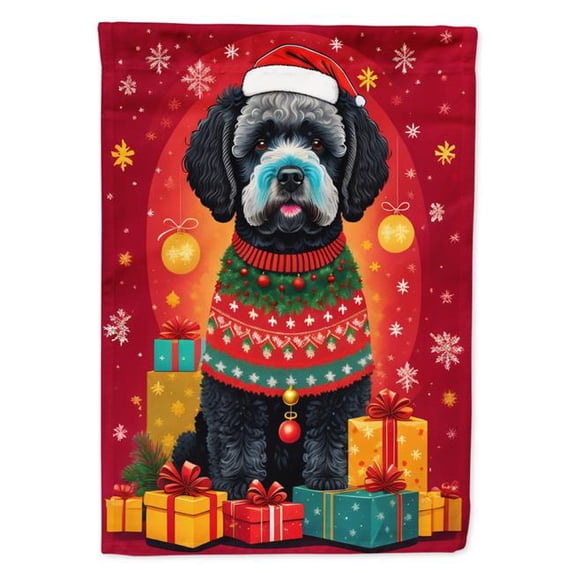 Portuguese Water Dog Holiday Christmas Garden Flag 11.25 in x 15.5 in