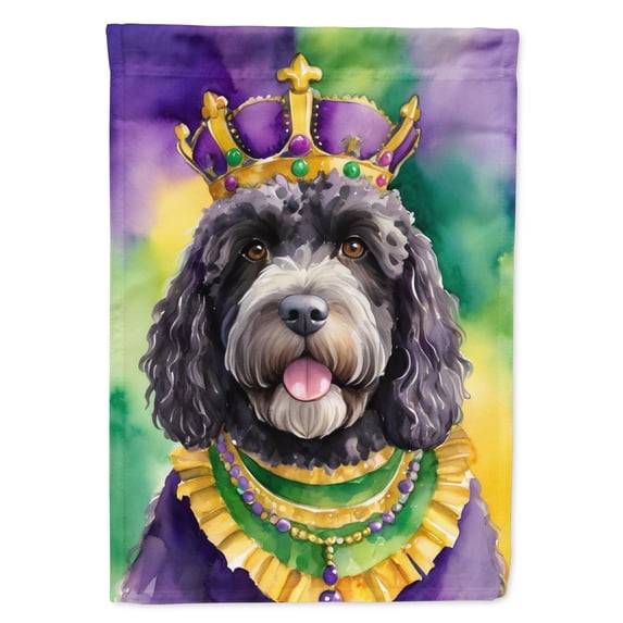 Portuguese Water Dog King of Mardi Gras Garden Flag 11.25 in x 15.5 in