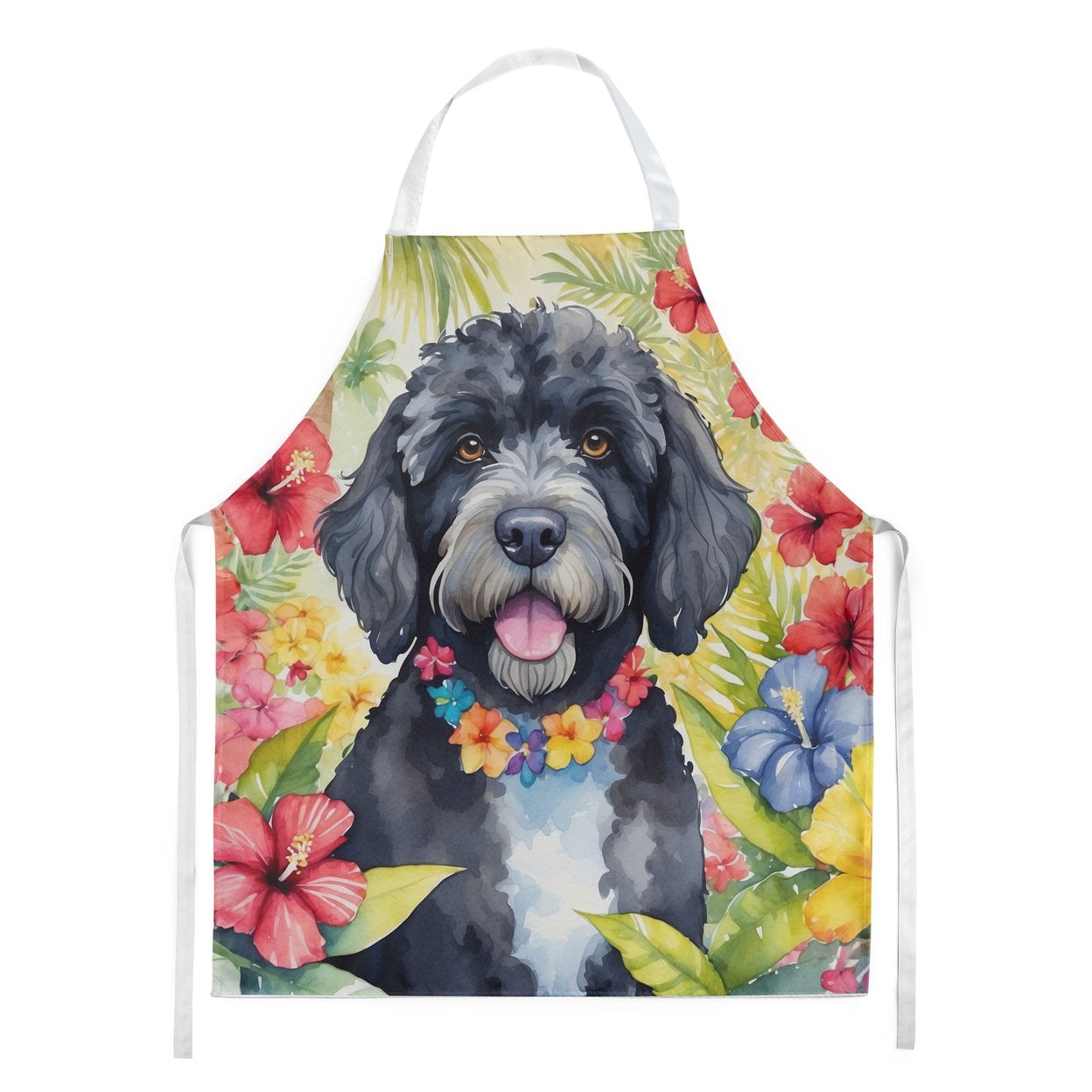 Portuguese Water Dog Luau Apron 27 in x 30 in