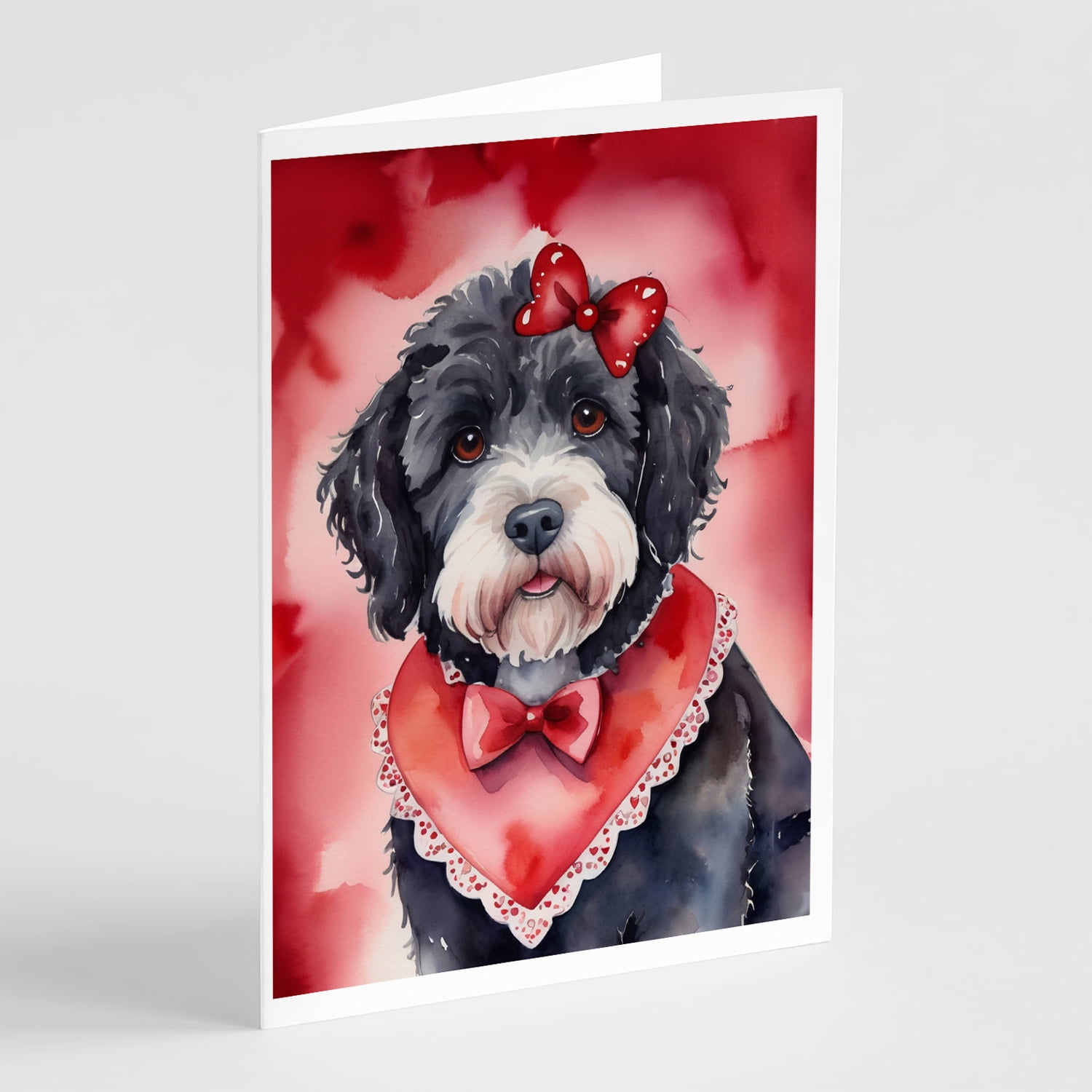Portuguese Water Dog My Valentine Greeting Cards Pack of 8 7 in x 5 in