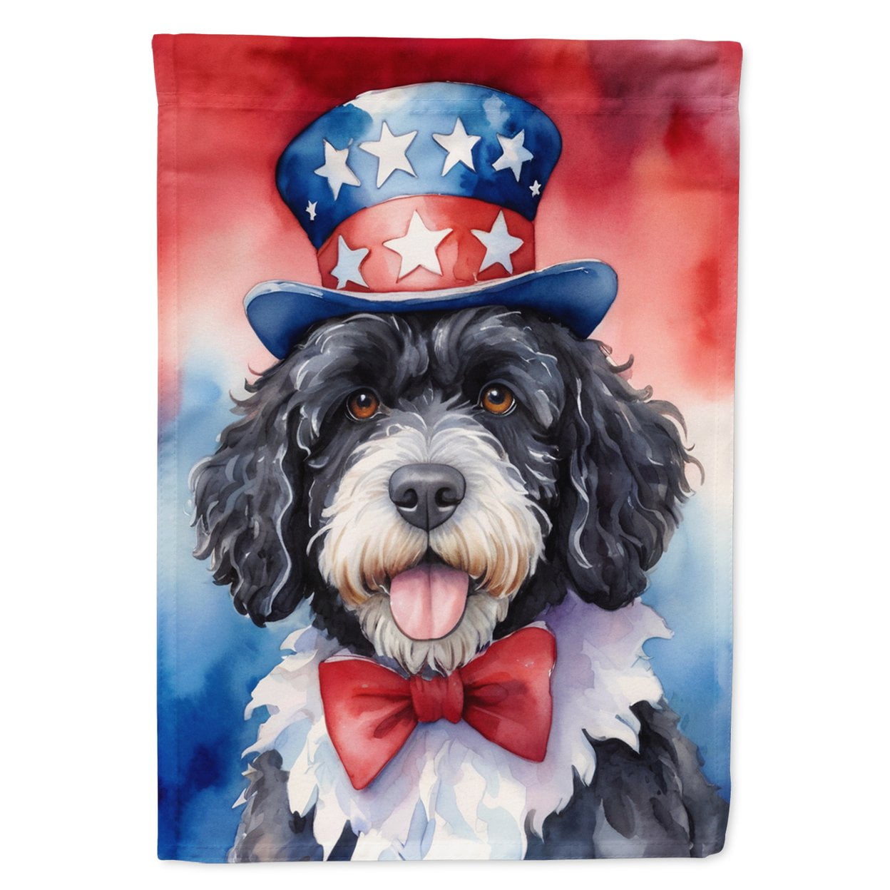 Portuguese Water Dog Patriotic American House Flag 28 in x 40 in