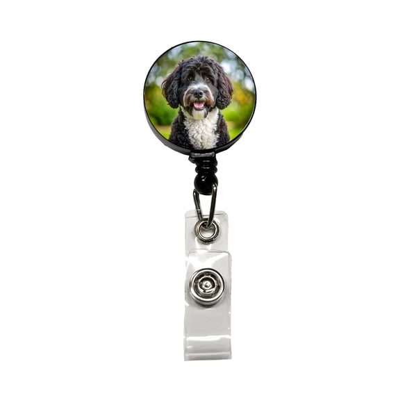 Portuguese Water Dog Photo Retractable Reel ID Badge Key Card Name Tag Holder with Clip