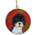 thumbnail image 1 of Portuguese Water Dog Red Snowflakes Holiday Christmas Ceramic Ornament, 1 of 2