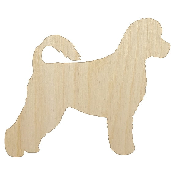 Portuguese Water Dog Solid Wood Shape Unfinished Piece Cutout Craft DIY Projects - 4.70 Inch Size - 1/4 Inch Thick
