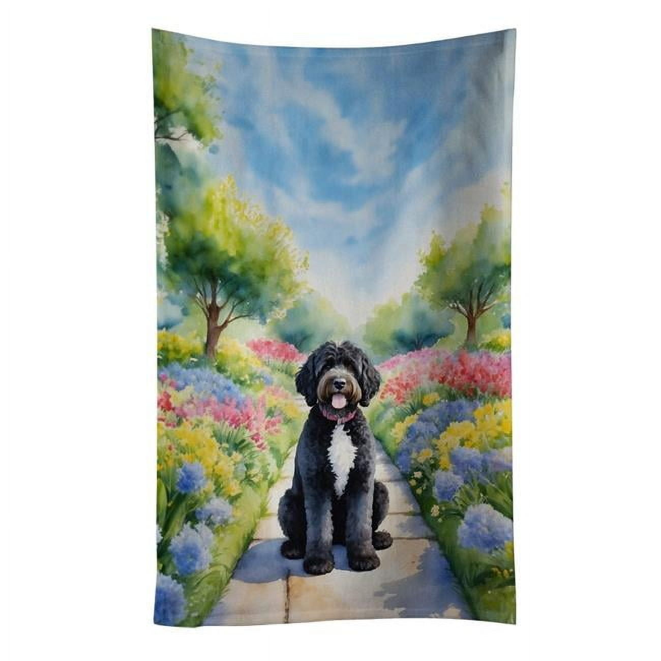 Portuguese Water Dog Spring Path Kitchen Towel
