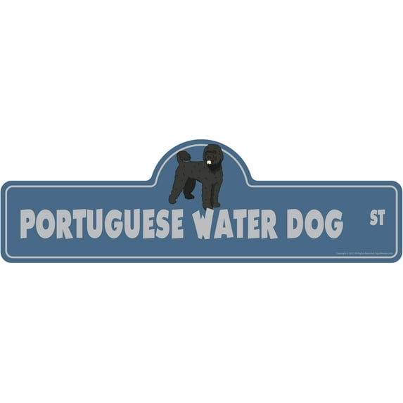Portuguese Water Dog Street Sign | Indoor/Outdoor | Dog Lover Funny Home Décor for Garages, Living Rooms, Bedroom, Offices | SignMission personalized gift | 20" Wide