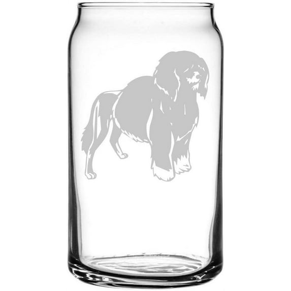 Portuguese Water Dog Themed Etched All Purpose 16oz Libbey Can Glass