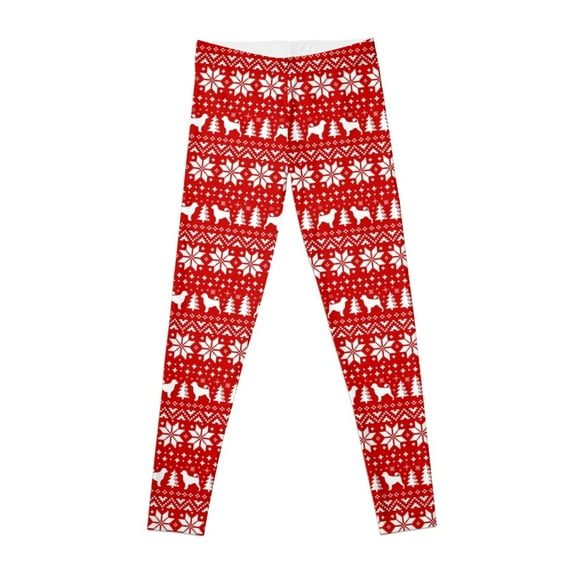 Portuguese Water Dog s Red and White Christmas Holiday Pattern Leggings Women's high waist Womens Leggings