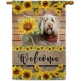 thumbnail image 1 of Portuguese Water Sunflower House Flag Dog Welcome Spring Summer Wooden Print Flag Banner Outside Yard Decor 28X40 Inch Double Side Style 2, 1 of 5