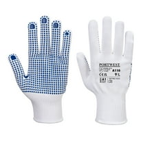 Portwest A110 Work Gloves Polka Dot Grip Gloves White/Blue, Small