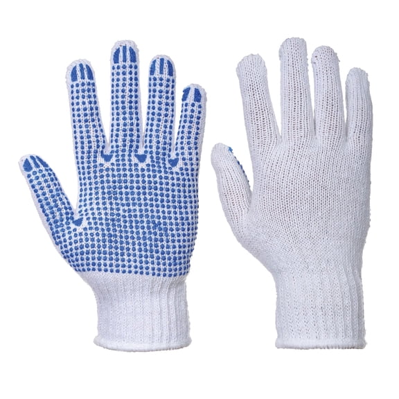 Portwest A111 Work Gloves Classic Polka Dot Grip Gloves White/Blue, Medium