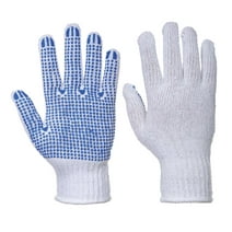 Portwest A111 Work Gloves Classic Polka Dot Grip Gloves White/Blue, Small