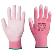 Portwest A120 Work Gloves PU Palm Dipped Abrasion and Tear Resistant Pink, X-Small